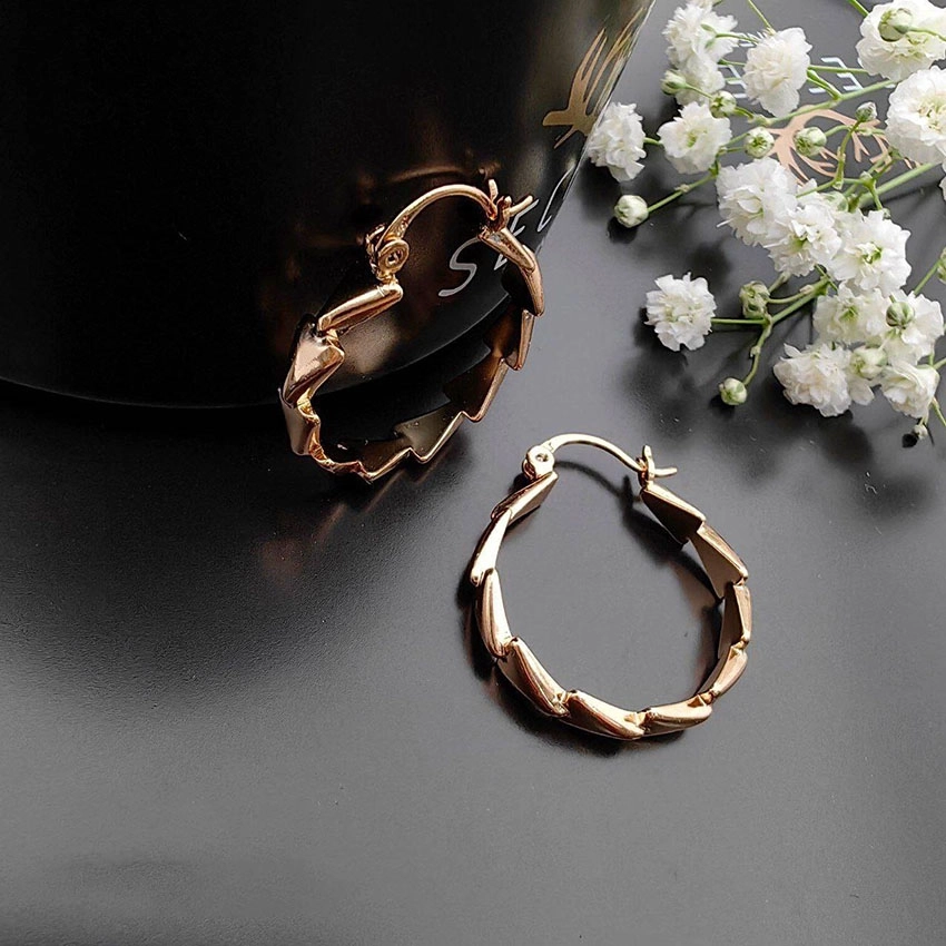 گوشواره حلقهای طرح زیگزاگ ژوپینگ کد 140