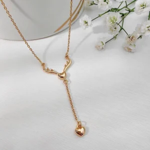 گردنبند شاخ گوزن با آویز قلب ژوپینگ کد 655